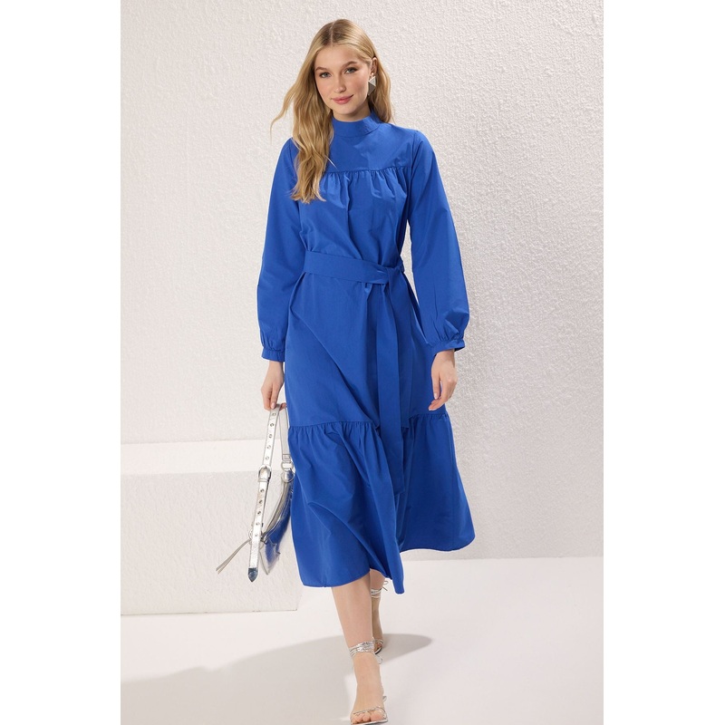 Modest Women's Blue Straight Long Long Casual/daily Relaxed Hijab Dress