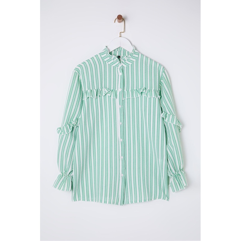 Modest Women's Striped Long Regular Modest Shirts