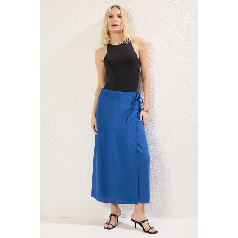 Women's Navy Blue Plain Maxi A-Line Skirt