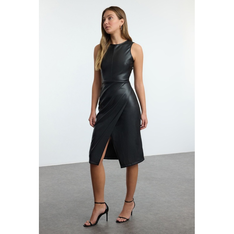 Women's Straight Midi Sleeveless Day And Night Slim Dress