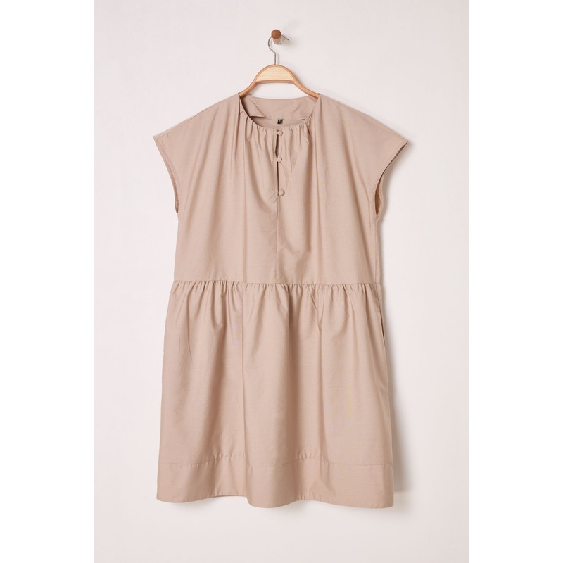 Curve Women's Brown Straight Mini Short Casual/daily Relaxed Plus Size Dress