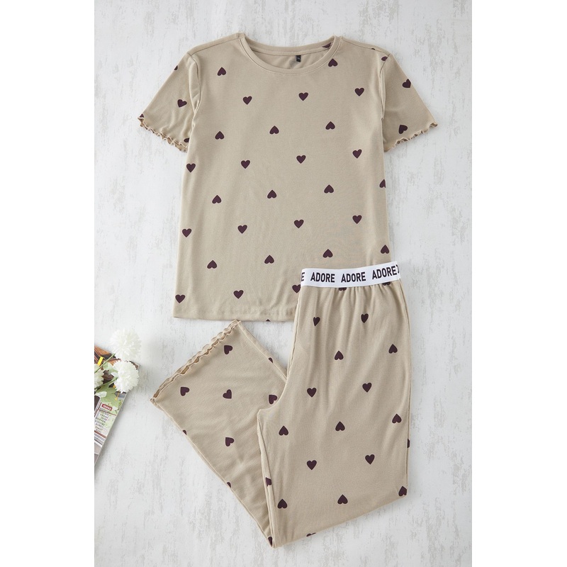 Curve Women's Green Heart Short Regular Plus Size Pajama Set