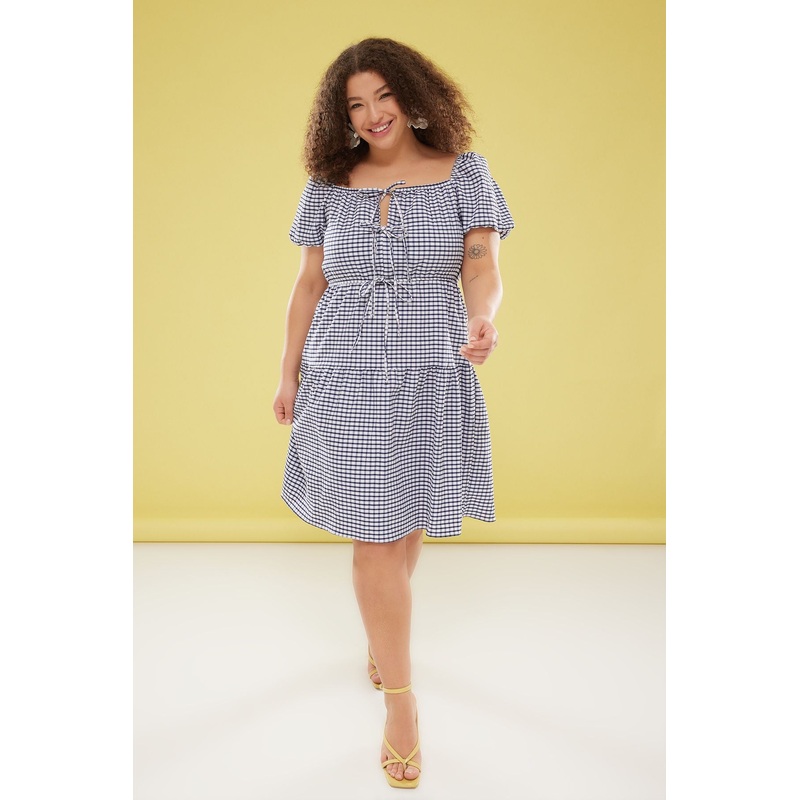 Curve Women's Multi-Colored Plain Mini Short Casual Relaxed Fit Plus Size Dress