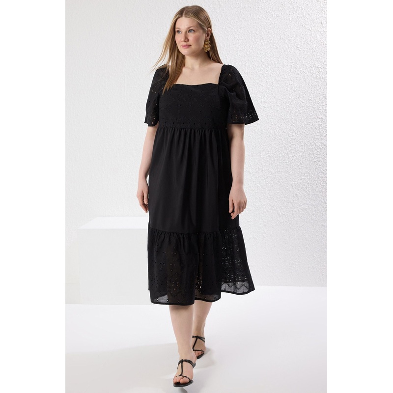 Curve Women's Plain Midi Short Cocktail Relaxed Fit Plus Size Dress