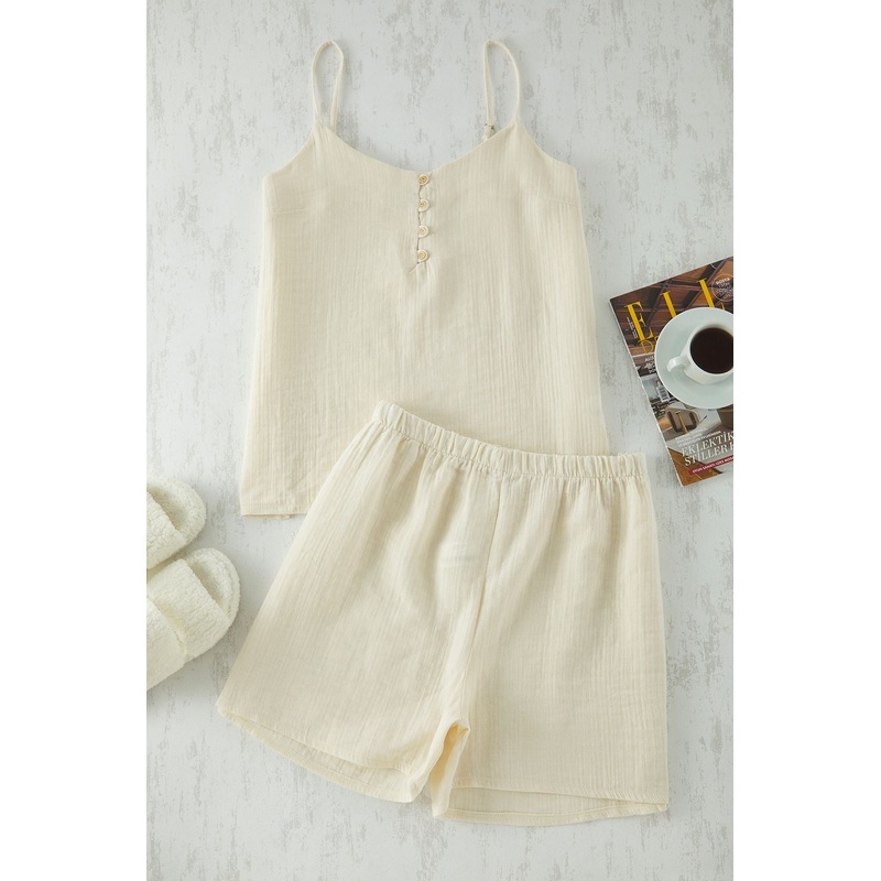 Curve Women's Plain Spaghetti Strap Regular Plus Size Pajama Set