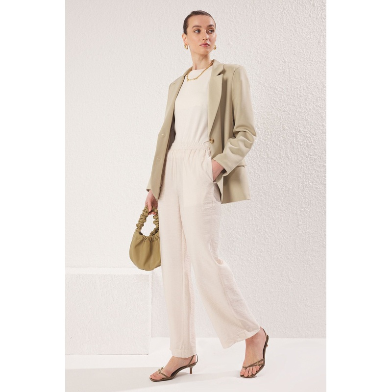 Modest Women's Beige Plain Normal Waist Modest Pants