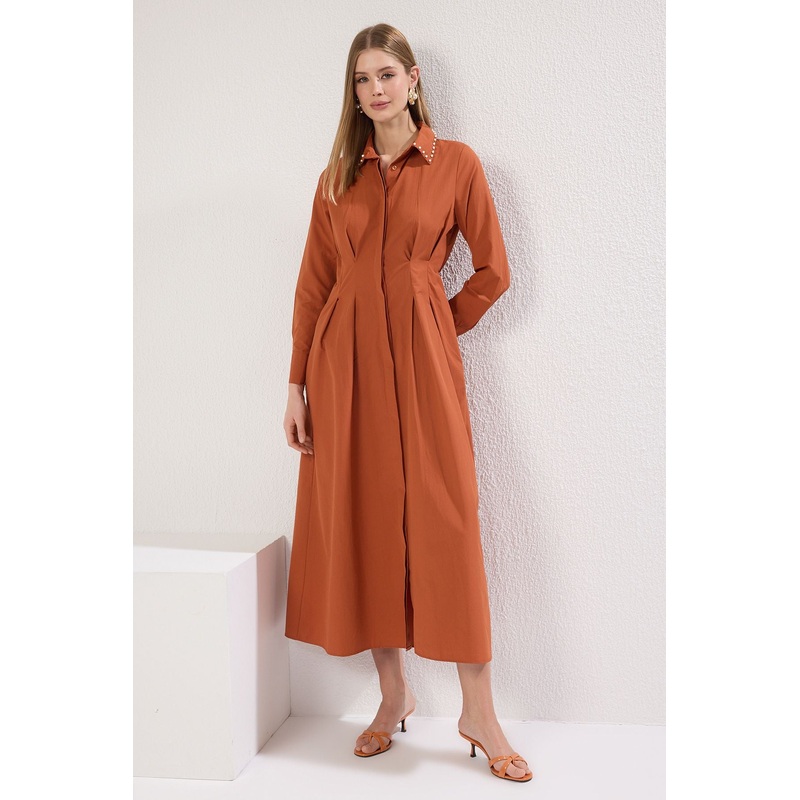 Modest Women's Brown Straight Long Long Casual/daily Fitted Hijab Dress