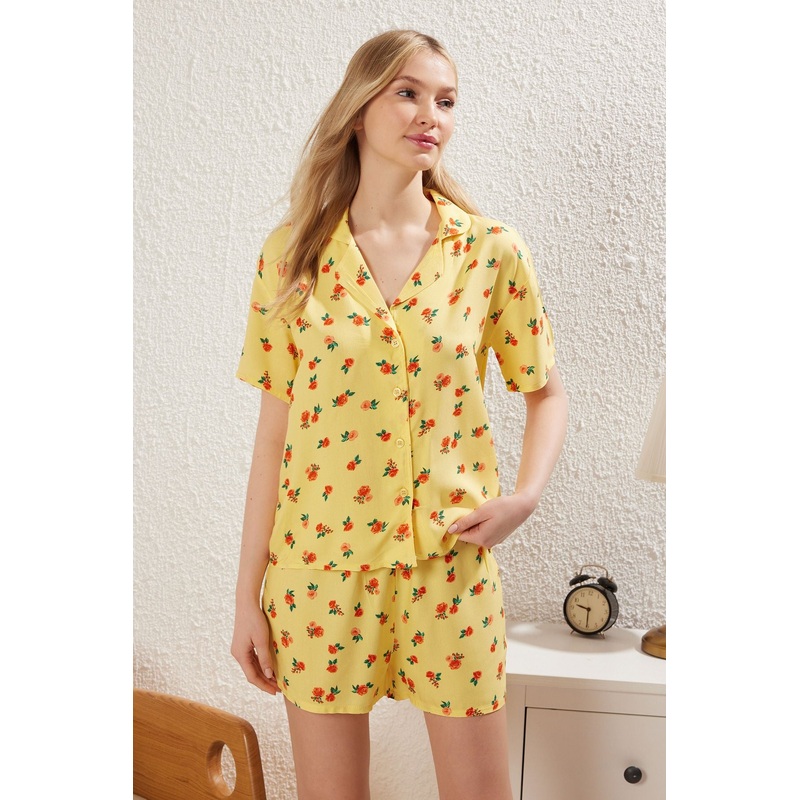 Women's Geblmt Short Loungewear Regular Pajama Set