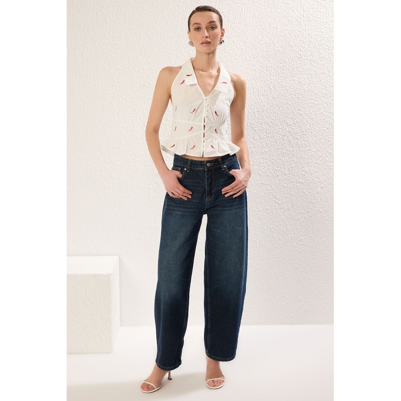 Women's Geblmt Sleeveless Fitted Blouse