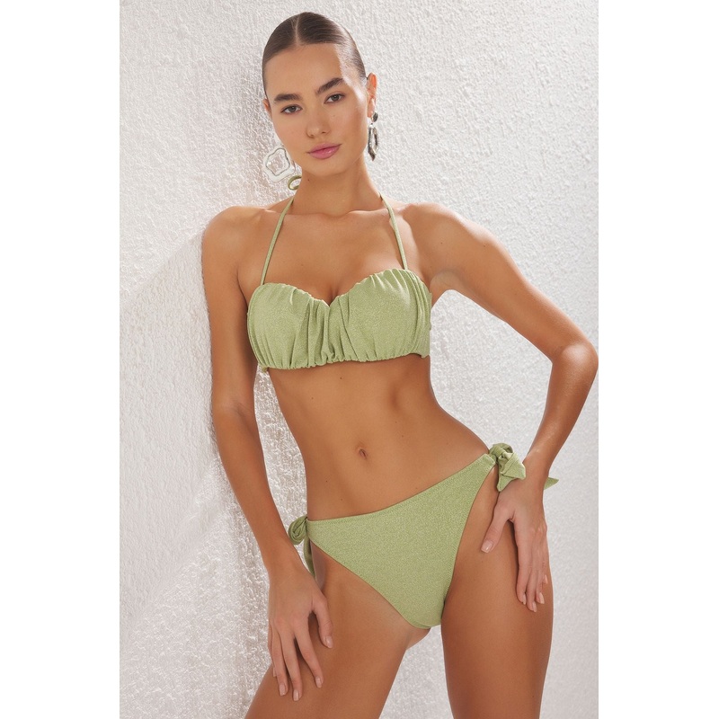 Women's Green Straight Fixed Vessel Bikini Set