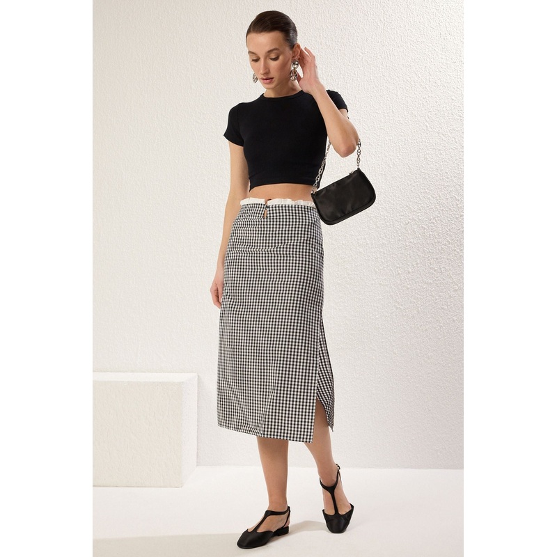 Women's Plaid Midi Mermaid Skirt