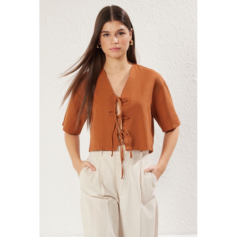 Women's Plain Three-Quarter Sleeve Regular Blouse