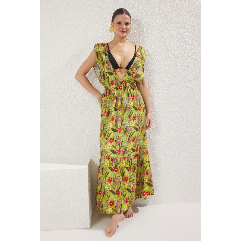 Women's Very Colorful Straight Maxi Sleeveless Beachwear Fitted Dress