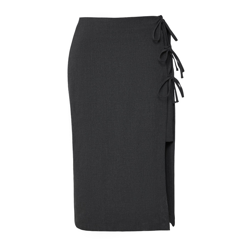 Curve Women's Grey Straight Midi A-Line Plus Size Skirt