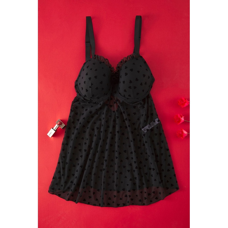 Curve Women's Heart Fixed Vessel Plus Size Babydoll