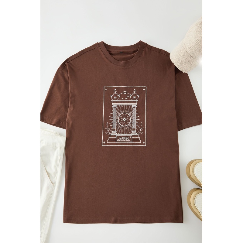 Man Men's Brown Printed Short Oversize T-Shirt