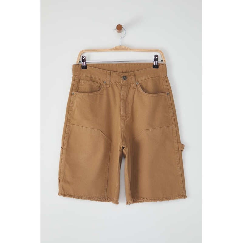 Man Men's Brown Straight Regular Normal Waist Shorts & Bermudas