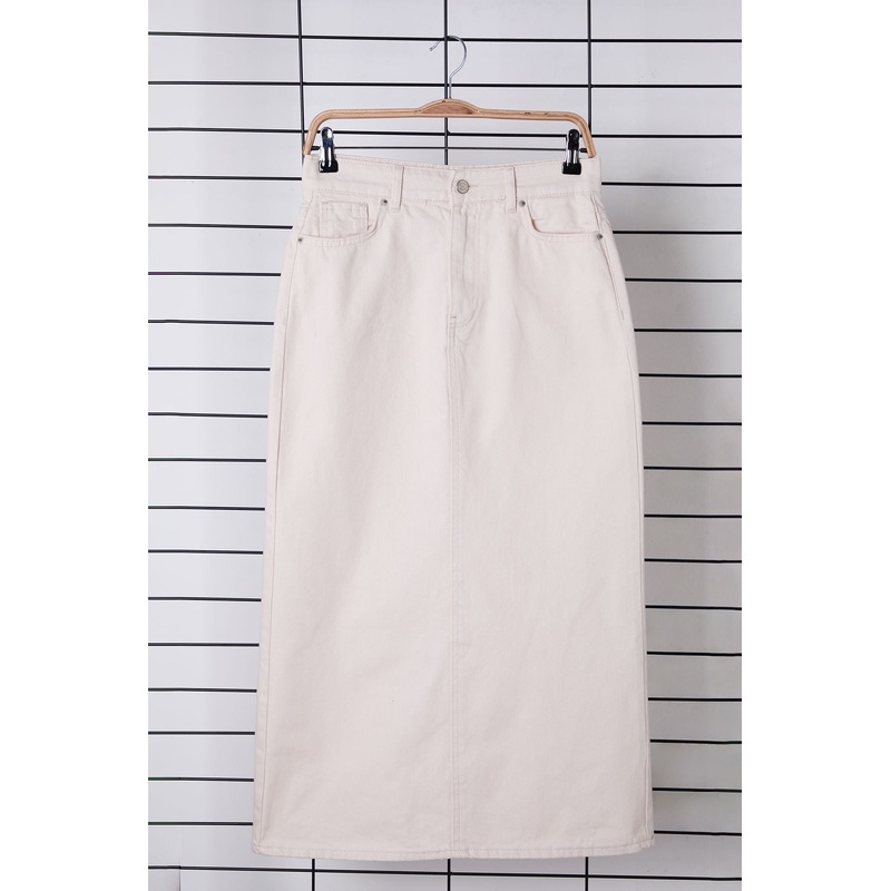 Modest Women's Ecru Straight Midi Pen Hijab Skirt