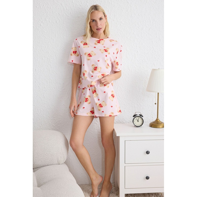 Women's 2 Pack Multi-Colored Animal Print Short Loungewear Regular Pajama Set