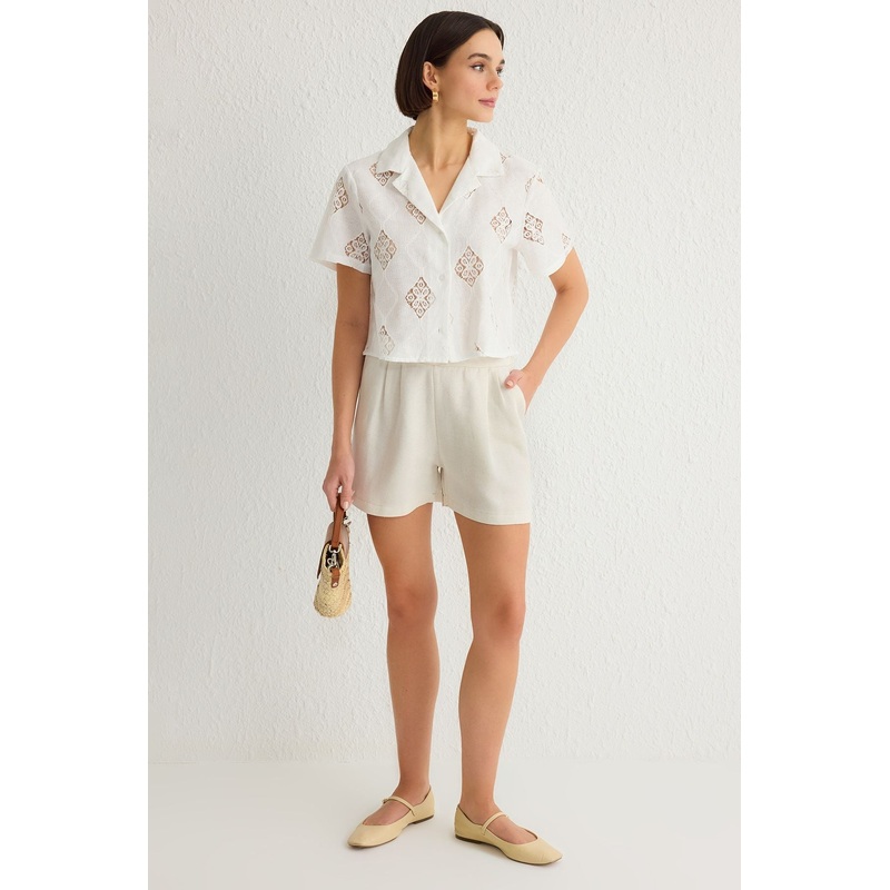 Women's Bestickt/verziert Short Regular Shirt