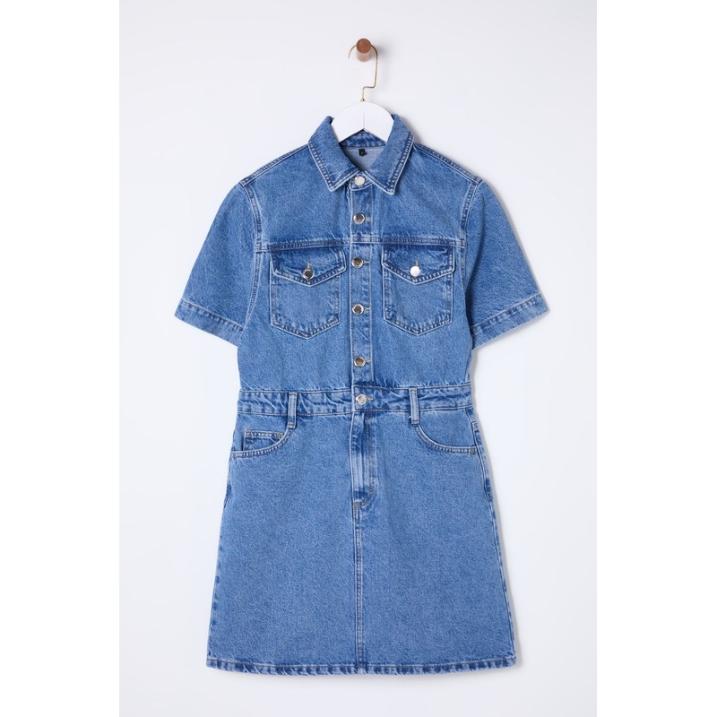 Women's Blue Straight Midi Short Casual/daily Fitted Dress