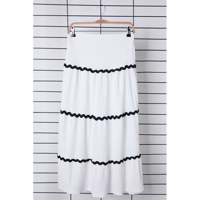 Women's Color Block Maxi Flared Skirt