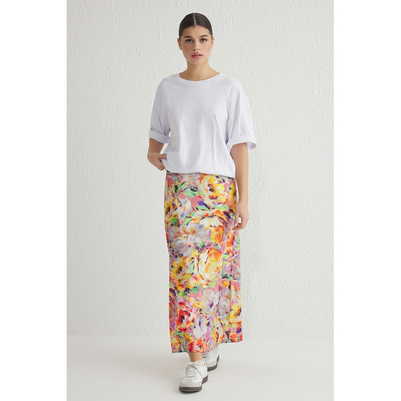 Women's Geblmt Maxi Mermaid Skirt