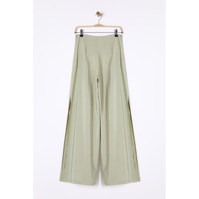 Women's Green Straight High Waist Trousers