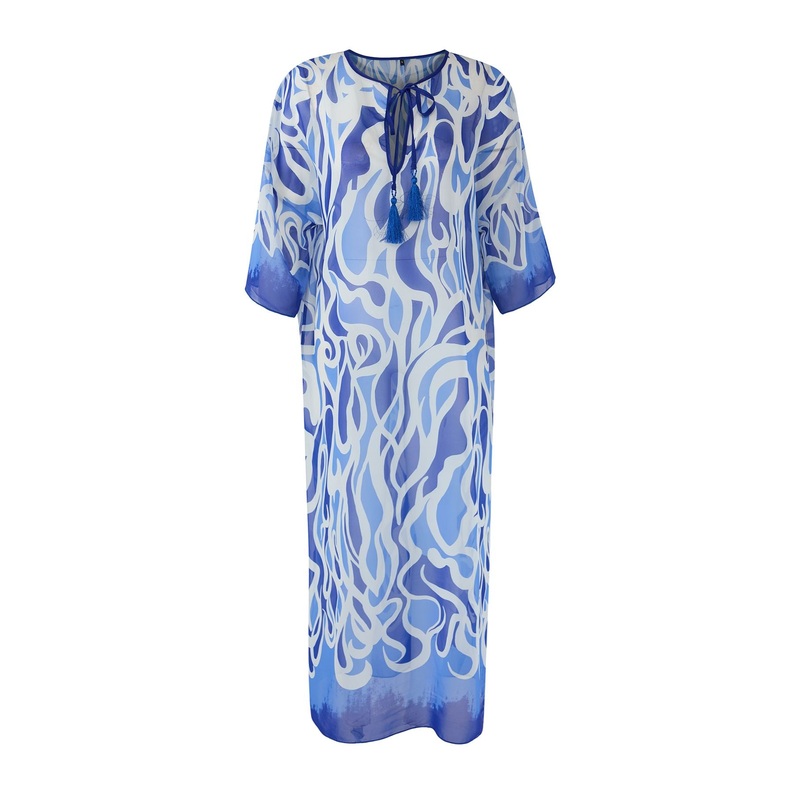 Women's Multi-Colored Animal Print Maxi Long Beachwear Regular Dress