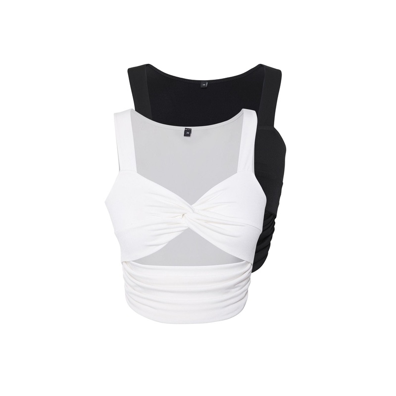 Women's Multi-Colored Plain 2 Pack Spaghetti Strap Crop Top