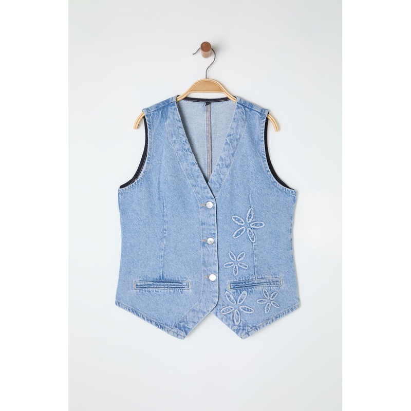 Women's Navy Blue Ethnic Fitted Waistcoat