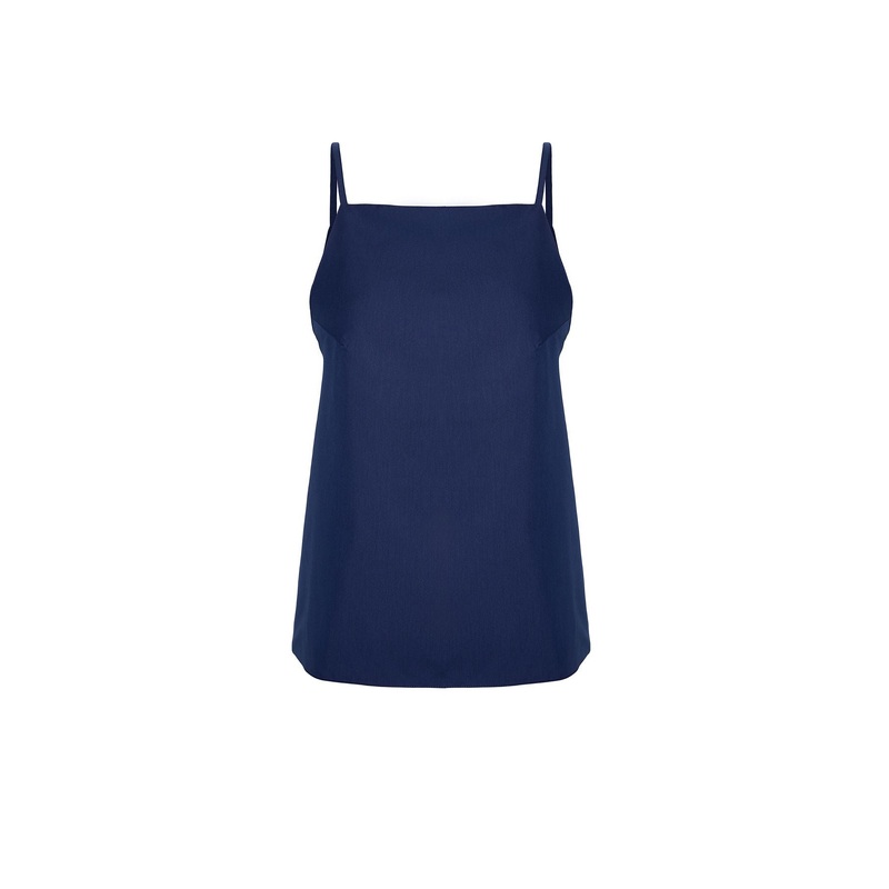 Women's Navy Blue Plain Spaghetti Strap Slim Blouse