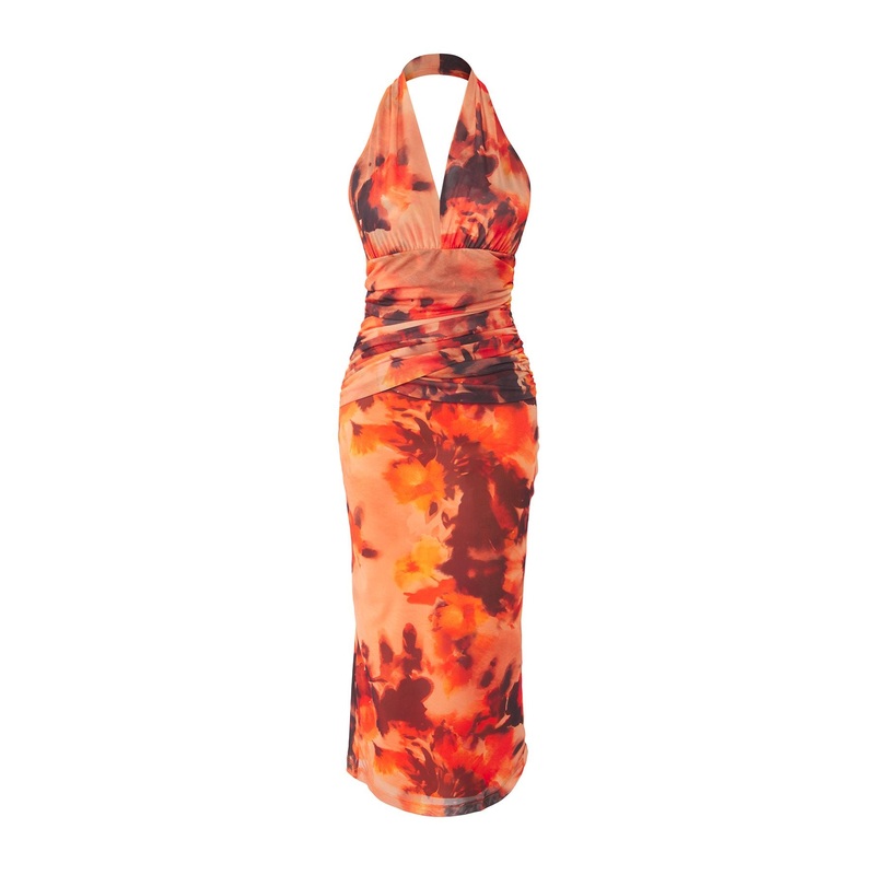 Women's Very Colorful Abstract Midi Sleeveless Stylish/night Fitted Dress