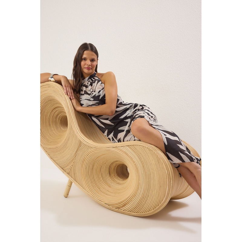 Women's Very Colorful Flowering Maxi Sleeveless Beachwear Fitted Dress