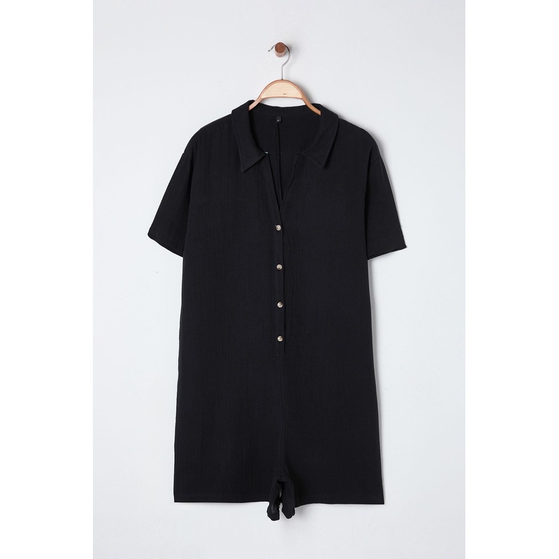 Curve Women's Straight Short Fitted Plus Size Jumpsuit