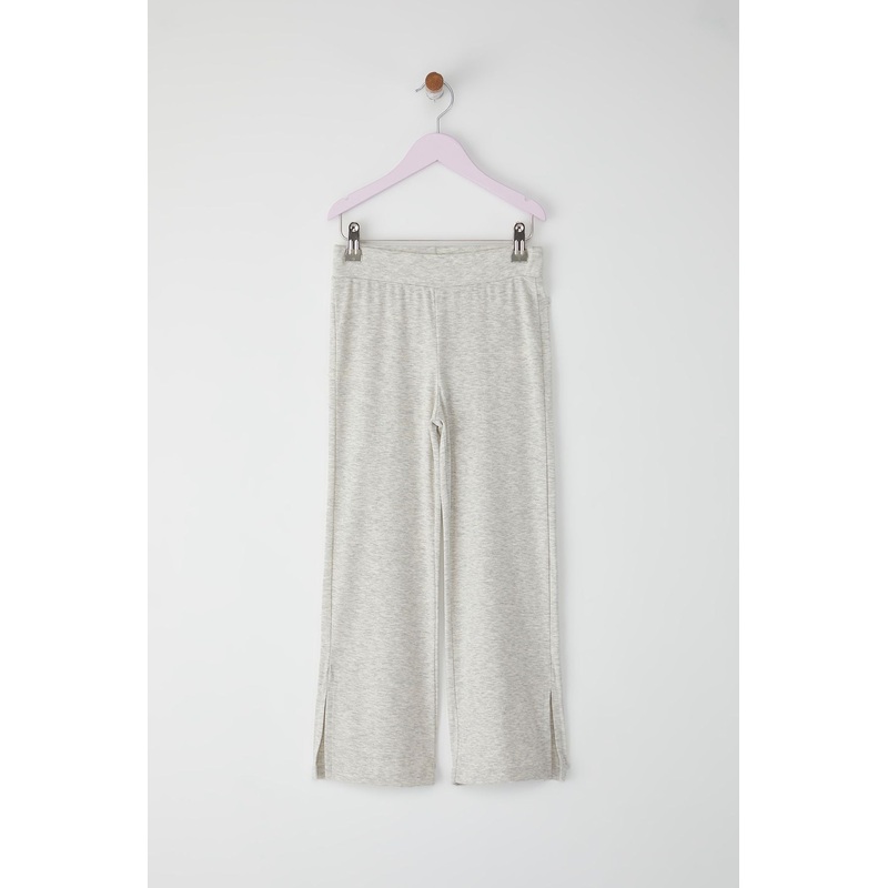 kds Girls Grey Straight Wide Leg High Waist Trousers