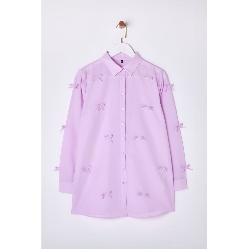 Modest Women's Pink Straight Long Regular Hijab Shirt