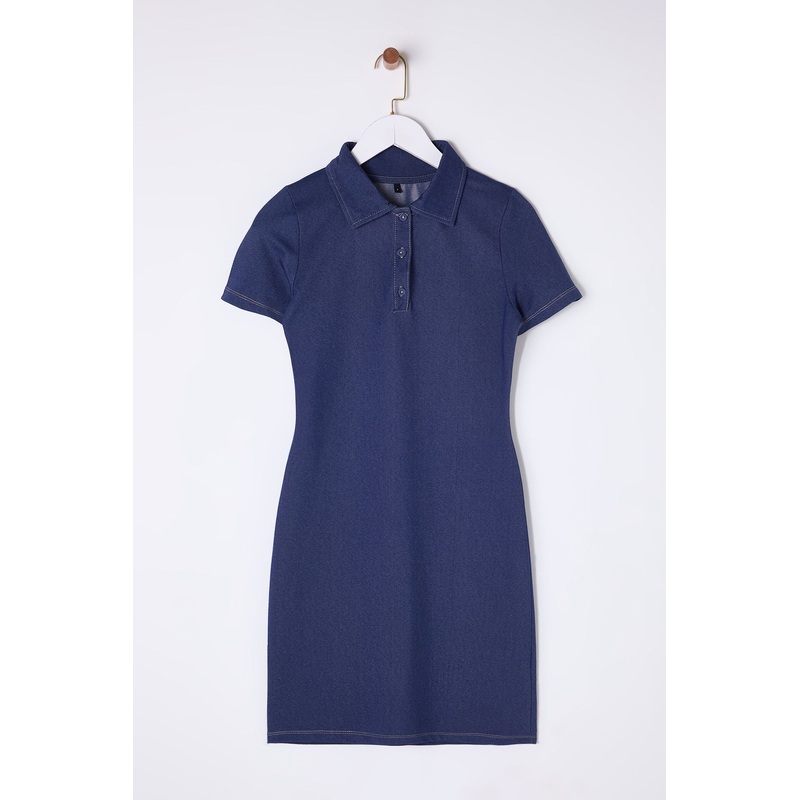 Women's Blue Straight Mini Short Casual/daily Slim Dress