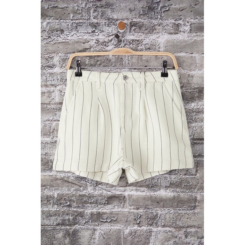 Women's Ecru Straight City Short High Waist Shorts & Bermudas