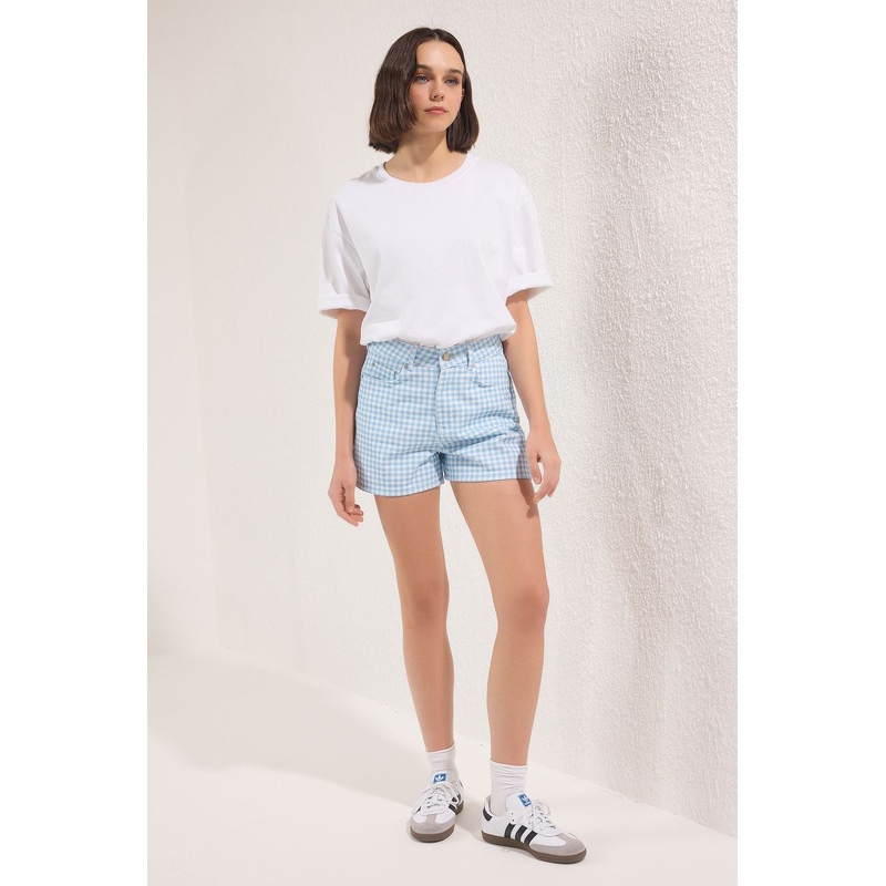 Women's Plaid / Checkered City Short High Waist Shorts & Bermudas