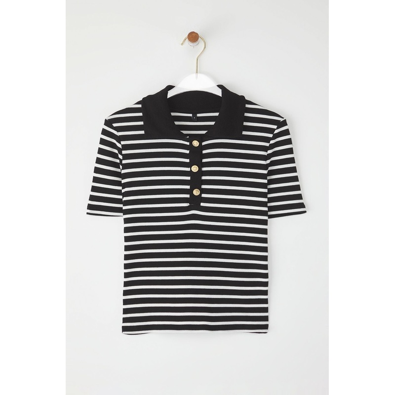 Women's Striped Short Slim Blouse