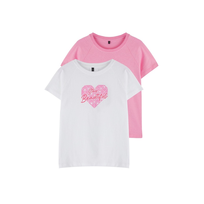 kds Girls White Slogan Short Regular T-Shirt