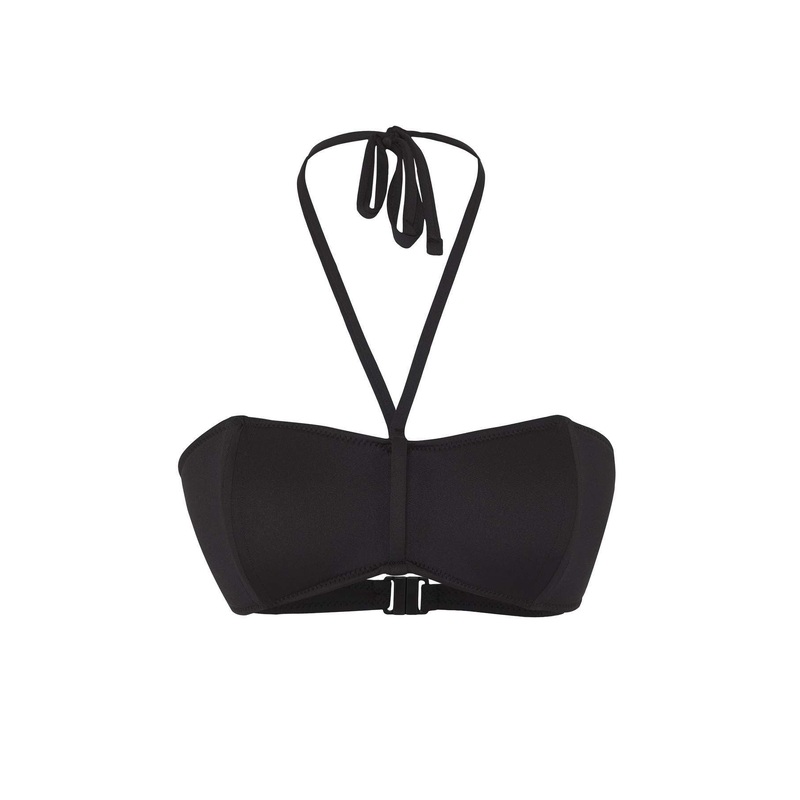 Women's Black Straight Fixed Cup Bikini Top