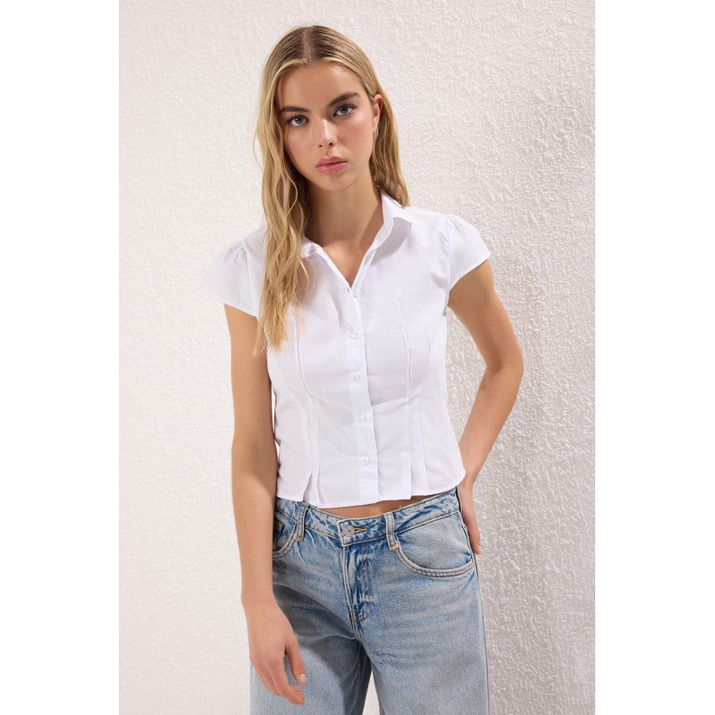 Women's Straight Short Fitted Shirt