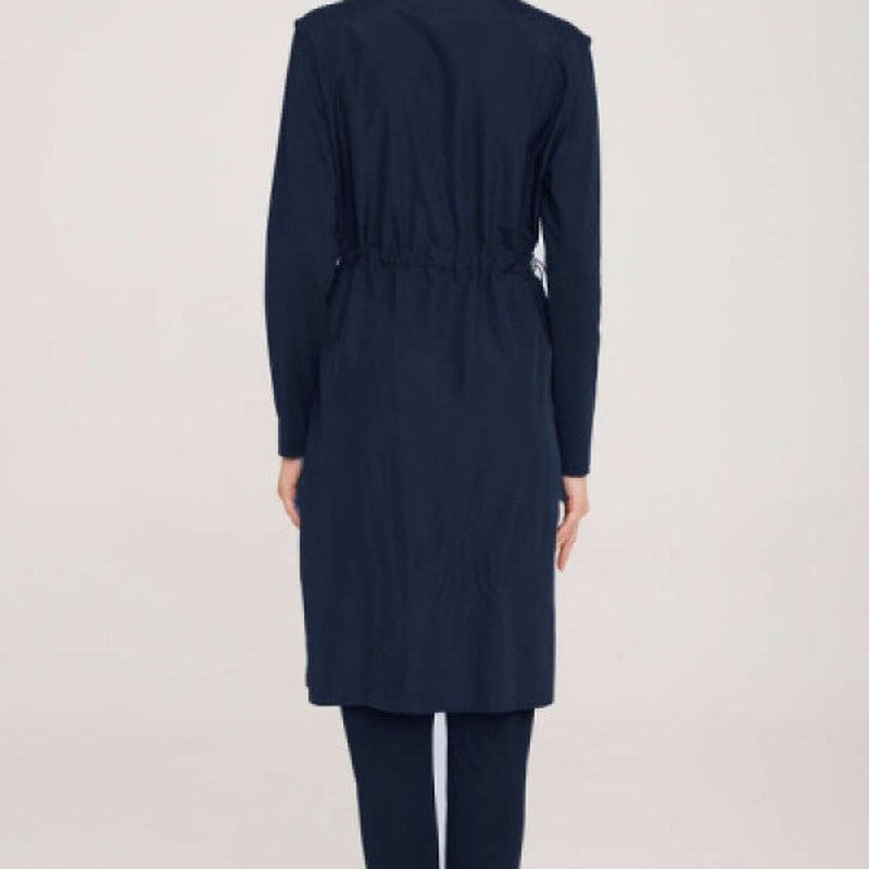 Shoulder Strip Detailed Hijab Swimsuit Dark Navy