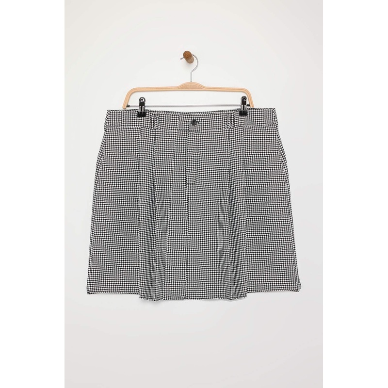 Curve Women's Hahnentrittmuster Short / Mini A-Line Plus Size Skirt