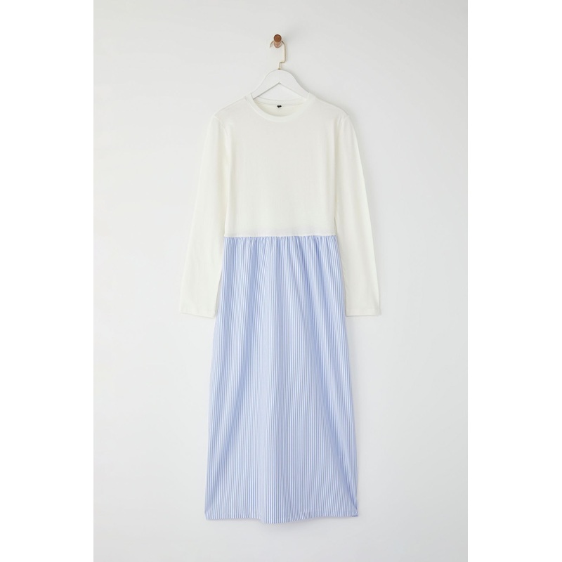 Modest Women's Striped Maxi Short Casual/daily Regular Modest Dresses