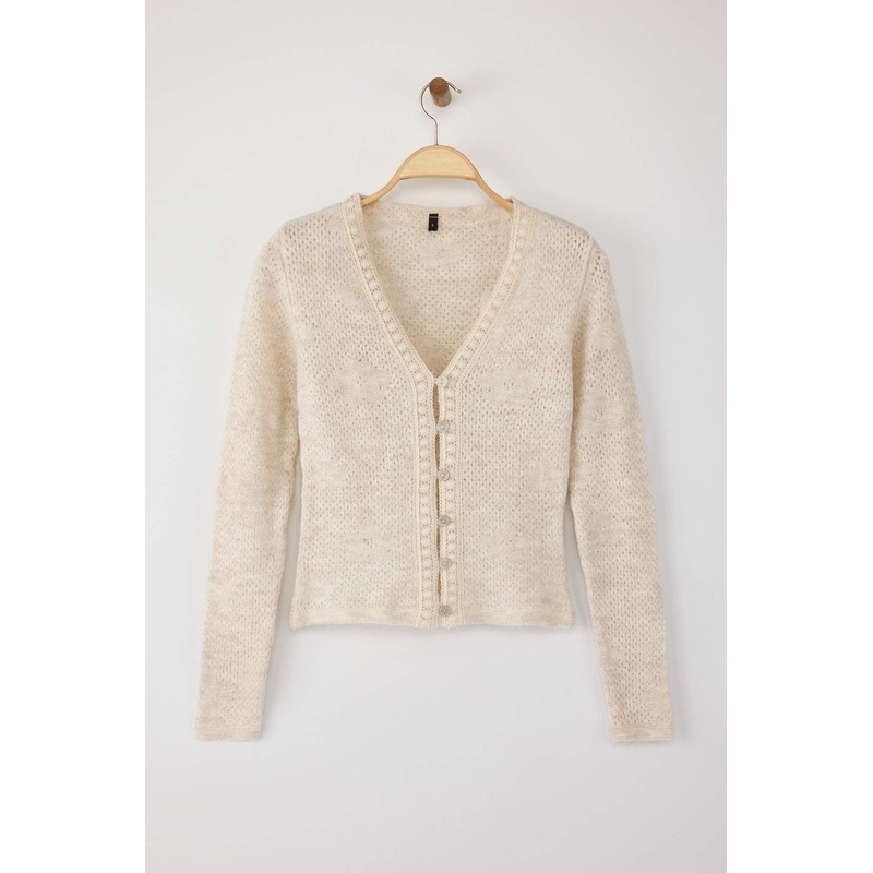 Women's Gray Straight Long Fitted Cardigan