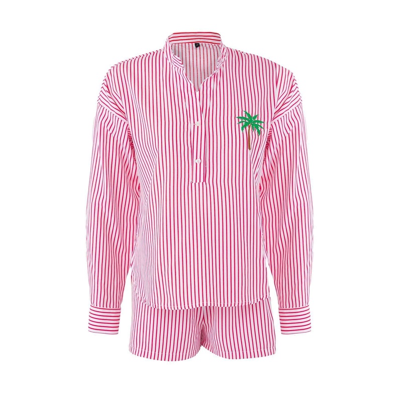 Women's Striped Long Beachwear Fitted Two Piece Sets