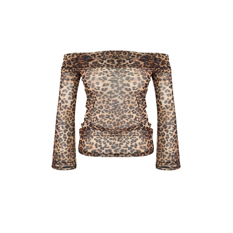 Curve Women's Animal Print Long Regular Plus Size Blouse